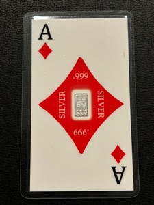 2.5 Grain .999 Fine Silver Bar in Playing Card