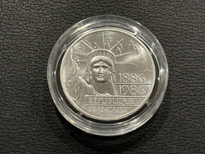1986 100 Franc Statue of Liberty Silver Coin