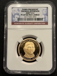 2007-S Thomas Jefferson Dollar Proof NGC PF69 Ultra Cameo