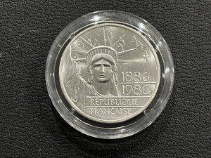 1986 100 Franc Statue of Liberty Silver Coin