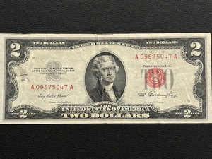 1953 Red Seal $2 Dollar Bill