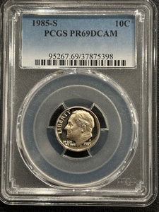 1985-S Roosevelt Dime Proof PCGS PR69 Deep Cameo