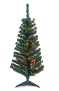 lot 203 image: 4 Yuletide Green Pre-Lit Artificial Christmas Tree with Multicolor Lights