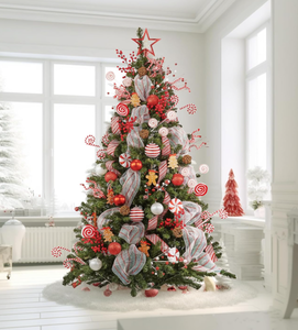 lot 205 image: WBHome 5FT Pre-lit Artificial Christmas Tree with 200 Plug-in LED Lights and Ornaments Set Package