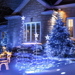 lot 208 image: Yescom Set of 3 LED Christmas Spiral Light Kit 6Ft 4Ft 3Ft Festival Decoration Party