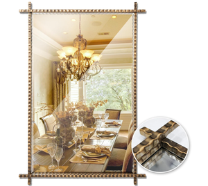 lot 210 image: Bathroom Mirror, 24x36 Inch Hand-Made Wall Mirrors Decorative Mirror with Metal Frame