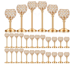 lot 216 image: Qunclay 36 Pcs Crystal Candle Holders Bulk, Shiny Candlestick Holder,Romantic Wedding Centerpieces for Tables
