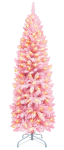 lot 218 image: TURNMEON 7.5 Feet Pencil Christmas Tree Decoration 1000 Dense Branch Tips Thick Hinged Artificial Slim Xmas Tree with Metal Stand