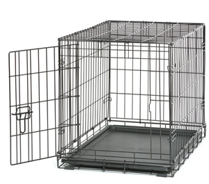 lot 239 image: Vibrant Life Single Door Folding Metal Wire Dog Crate with Divider and Tray