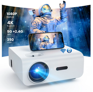 lot 257 image: Groview 5G2.4G WiFi Bluetooth Projector, 12000 Lux Native 1080P Projector with 100 Projector Screen
