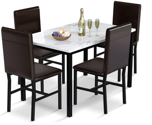 lot 404 image: 5PCS AWQM Dinning Table Sets for 4, Marble Kitchen Table and Chairs for 4