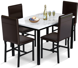 lot 405 image: 5PCS AWQM Dinning Table Sets for 4, Marble Kitchen Table and Chairs for 4