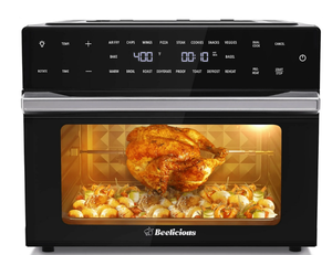 lot 448 image: Beelicious 32 QT Large Air Fryer Ovens, Toast Oven with Rotisserie and Dehydrator, 19-in-1 Convection Countertops Oven Combo