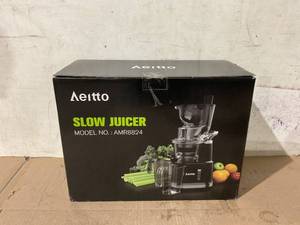 lot 258 image: Aeitto Juice Maker, Slow Masticating Juicer Machine, Cold Press Juicer with Big Wide 3.3-in Chute and 900-ml Cup
