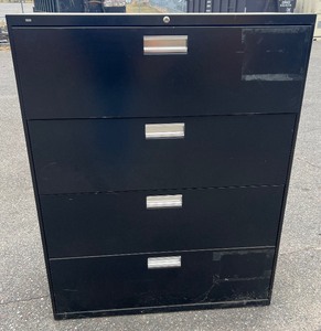 lot 42 image: BLACK 4 DRAWER FILE CABINET