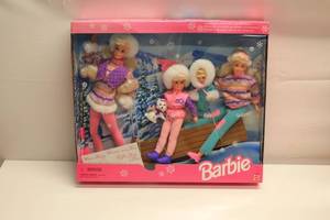 lot 3 image: Winter Holiday Barbie Set with Skipper, Stacie and Kelly