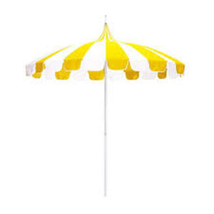 lot 6 image: California Umbrella Pagoda Series 8.5 ft Residential Patio Umbrella - Elegant Pagoda Cut with Push Lift-Sunflower Yellow