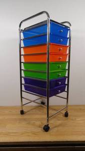 lot 80 image: 10 Drawer Activities Rolling Cart-Missing 2 Drawers (8 Total)