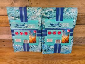 lot 126 image: Set of 2 Whitley Willows Microfiber BEACH TOWEL 35x70 Big Surf Ocean Wave