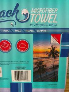 lot 129 image: Set of 2 Whitley Willows Microfiber BEACH TOWEL 35x70 Palm Beach Sunset