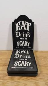 lot 140 image: Set of 5Threshold Eat Drink and be Scary-8.25 x 13.25