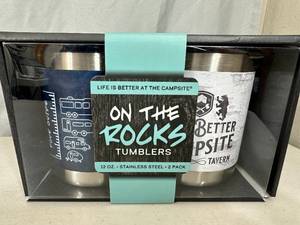 New 2 Pack of Camping Themed Stainless Steel Tumblers