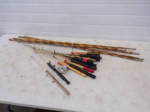 lot 126 image: Ice Fishing Rods and Bamboo Fishing Poles