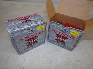 lot 33 image: Full Box and one partial of Winchester 12GA 2 34 Lead 5 Shot