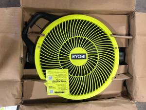 lot 10 image: RYOBI ONE 18V Cordless Hybrid WHISPER SERIES 12 in. Misting Air Cannon Fan (Tool Only)  Customer Returns See Pictures