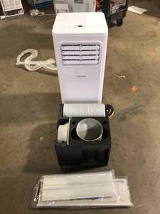 lot 19 image: Vissani 5,000 BTU 115-Volt Portable Air Conditioner for 150 sq. ft. Rooms with Dehumidifier and Remote in White Customer Returns See Pictures