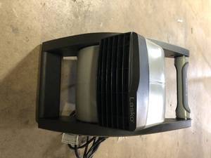 lot 30 image: Lasko 11.2 in. 3 Speeds Blower Fan in Gray with Carry Handle, Circuit Breaker, Power Outlets, High Velocity Utility Pivoting    Customer Returns See Pictures