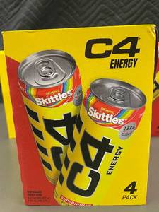 lot 9 image: 2 back - C4 Energy Drink Skittles Flavor 4-Pack Lot (3 Packs)