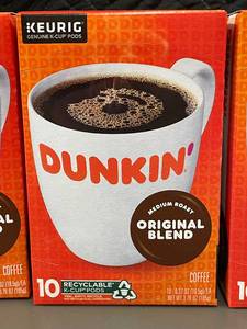 lot 14 image: Dunkin Original Blend Medium Roast Coffee K-Cup Pods (3 Boxes)