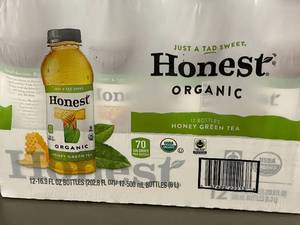 lot 16 image: Honest Organic Honey Green Tea - 12 Bottles