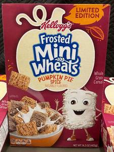 lot 48 image: Kelloggs Frosted Mini-Wheats Pumpkin Pie Spice Cereal Lot of 6