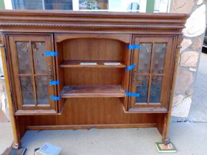 lot 706 image: Lighted Glass Door Hutch  New.