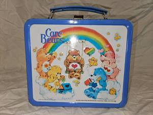 lot 489 image: Vintage 1983 Aladdin Metal Care Bears Lunch Box With Thermos.