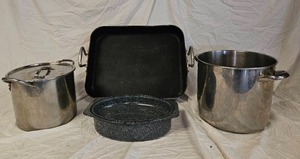 lot 853 image: Stock Pots (2) Roaster And Broaster.