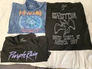 lot 856 image: Def Leppard (XL), Led Zeppelin (2XL), Prince (L) Music Shirts.