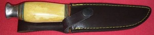 lot 496B image: Handmade Stainless Steel Hunting Knife with Leather Sheath