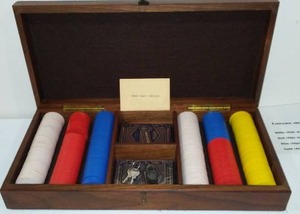 lot 309 image: Poker Set With Locking Wood Box.