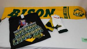 lot 893 image: NDSU Bison New Scarf, Socks And T Shirt.