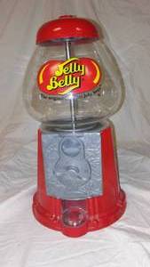 lot 680 image: Jelly Belly Gumball Machine Dispenser Glass and Metal Coin Bank.