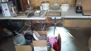 lot 556 image: Cutting Board, Fish Basket, Crock Pot And More.