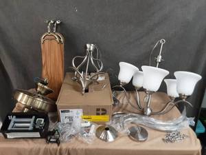 lot 63 image: ceiling fan and chandelier