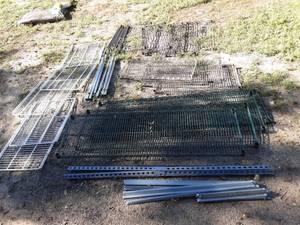 lot 64 image: Assorted uprights and shelves to misc. metal shelving units