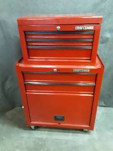lot 66 image: Rolling tool chest loaded with assortment of hardware, tools and more
