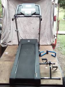 lot 2 image: Golds Gym Treadmill, Stationary Pedals, Thigh Master