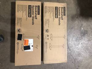 Lot of Atlantic Adjustable Bookshelf Speaker Stand in Black  Customer Returns See Pictures