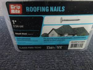 lot 3 image: 10 lb Grip Rite 1 inch Roofing Nail...